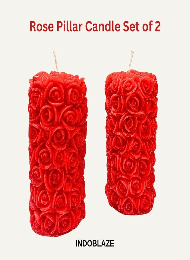 Indoblaze Rose Pillar Candles, Scented Candles for Home Decor and Gifting, Size- Big (2) - Image 2